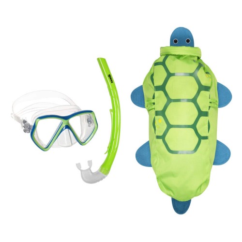 zestaw dziecięcy maska i fajka mares combo zoo żółw zielony.jpg